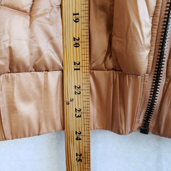 MinkPink Hooded Puffer Jacket Women XS Full Zip Long Sleeve Pockets Gold - Picture 10 of 15